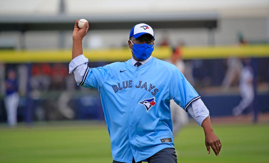 Josh Allen Throws First Pitch at Blue Jays Game