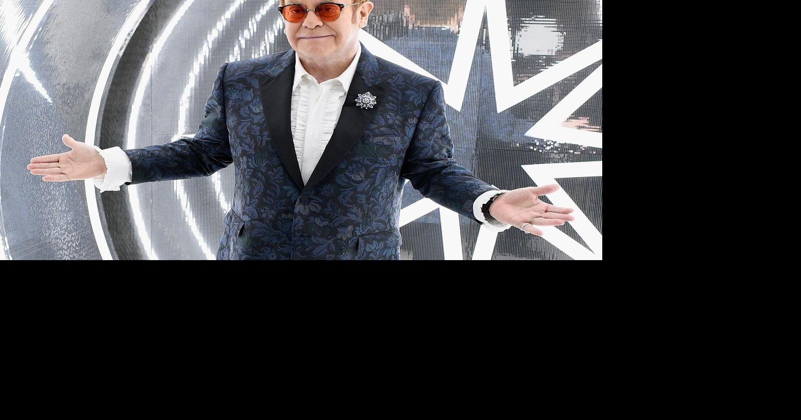 John, Elton / Closeup, On Stage, White Glasses, Red-White-Blue