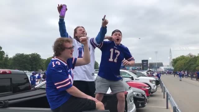 Bills Mafia tailgating ahead of Blue vs Red game at stadium 