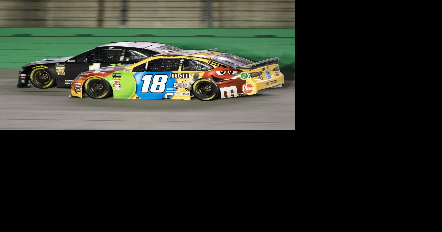 Monster Energy NASCAR Cup Series driver Kurt Busch (1) and Monster Energy NASCAR Cup Series driver Kyle Busch (18) race against