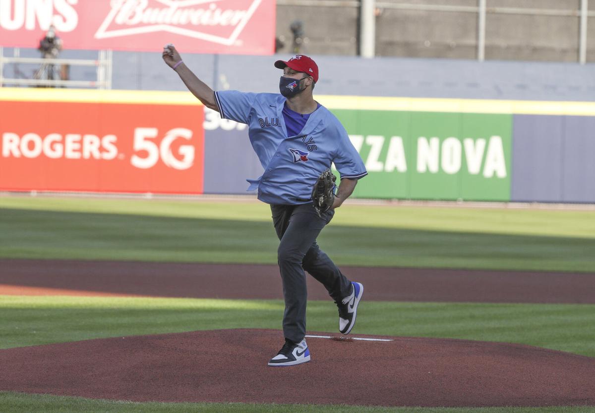 Buffalo Bills quarterback Josh Allen throws out the first pitch prior to  the first inning of a baseball game between The Toronto Blue Jays and New  York Yankees, Thursday, June 17, 2021