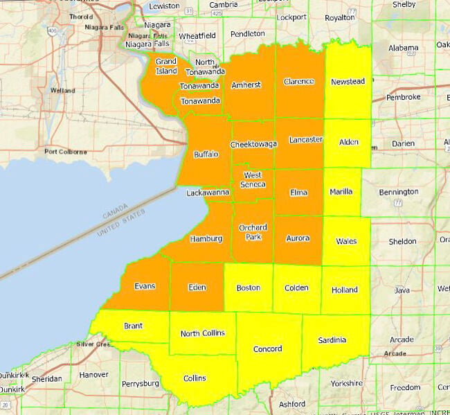Map: Where the yellow and orange zones are in Erie Niagara counties | | buffalonews.com
