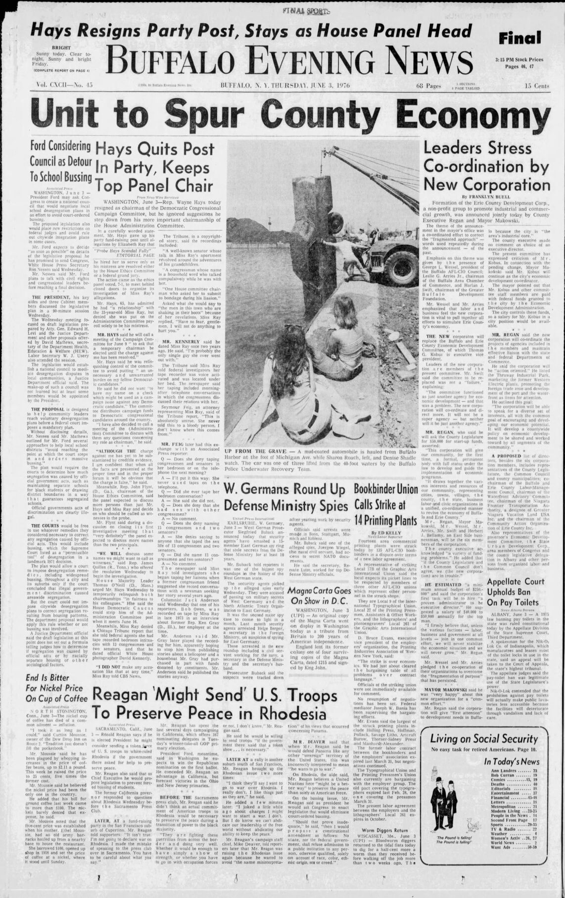Buffalo News stories from June 3, 1976