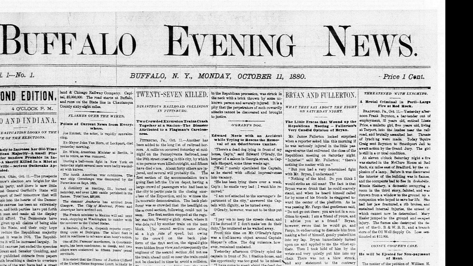 11, 1880: The Buffalo Evening News' inaugural edition | History | buffalonews.com