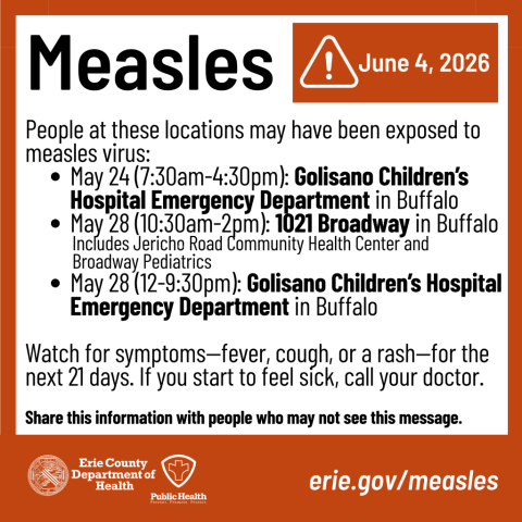 Erie County Department of Health confirms local case of measles