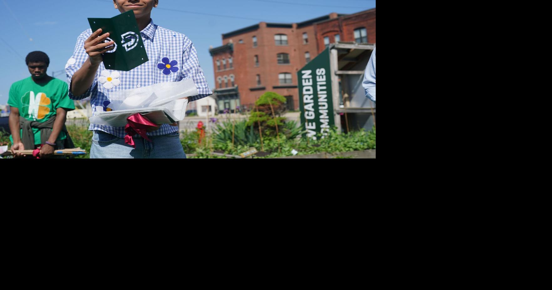 Falk School students put their handmade tools to work in community gardens