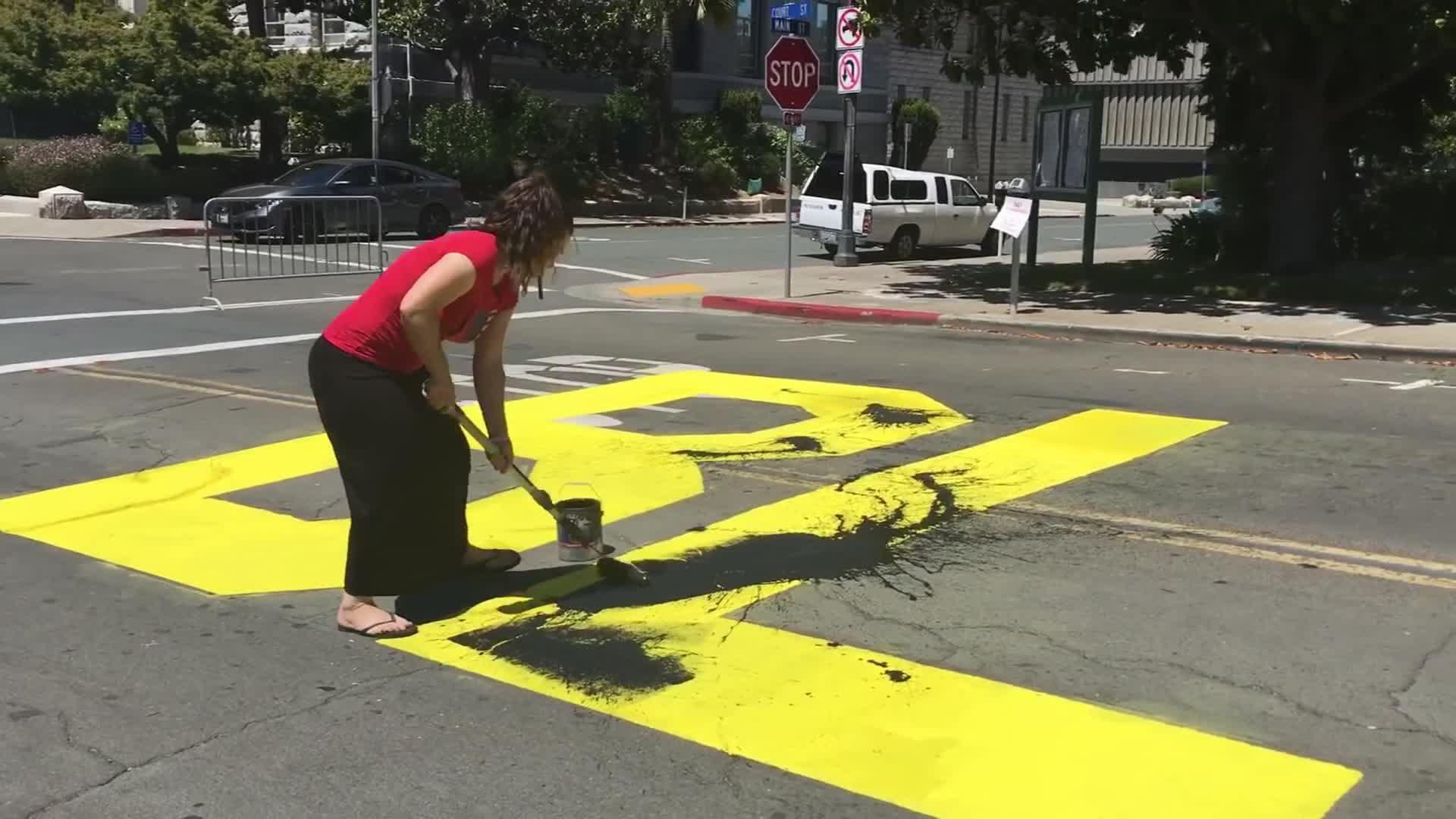 Two People Charged With Hate Crime After Video Shows Them Painting Over Blm Mural In California National News Buffalonews Com
