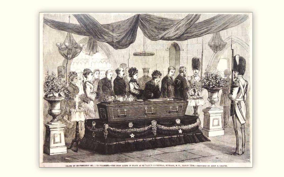 March 12, 1874 Millard Fillmore's funeral procession shuts down