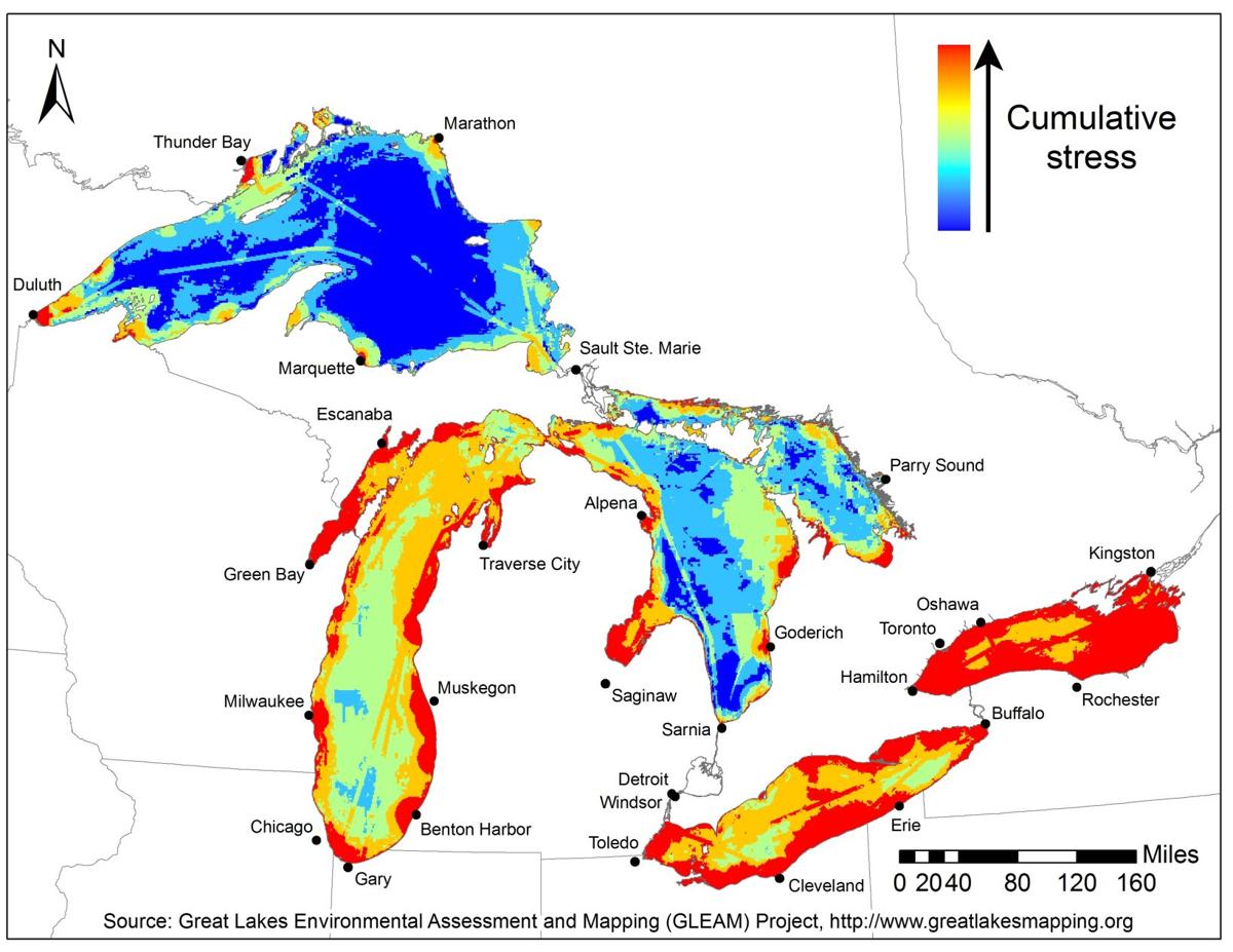Map shows cumulative problems in Lakes Ontario, Erie (copy)