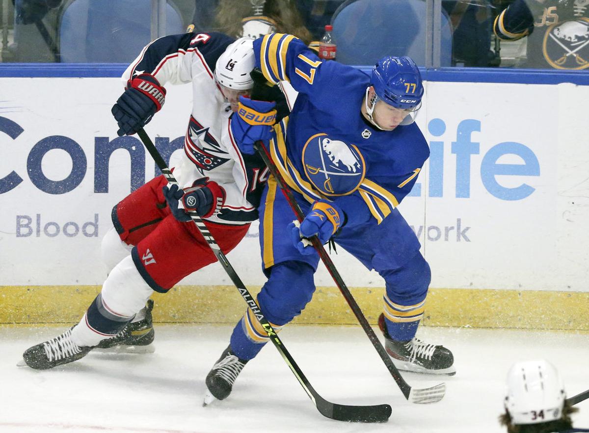 JJ Peterka Buffalo Sabres Unsigned Scores His First Career Goal Photograph