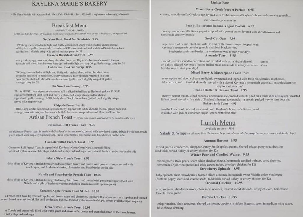 Kaylena Marie S Bakery Adds Sunday Brunch Expands Menu Dining Buffalonews Com