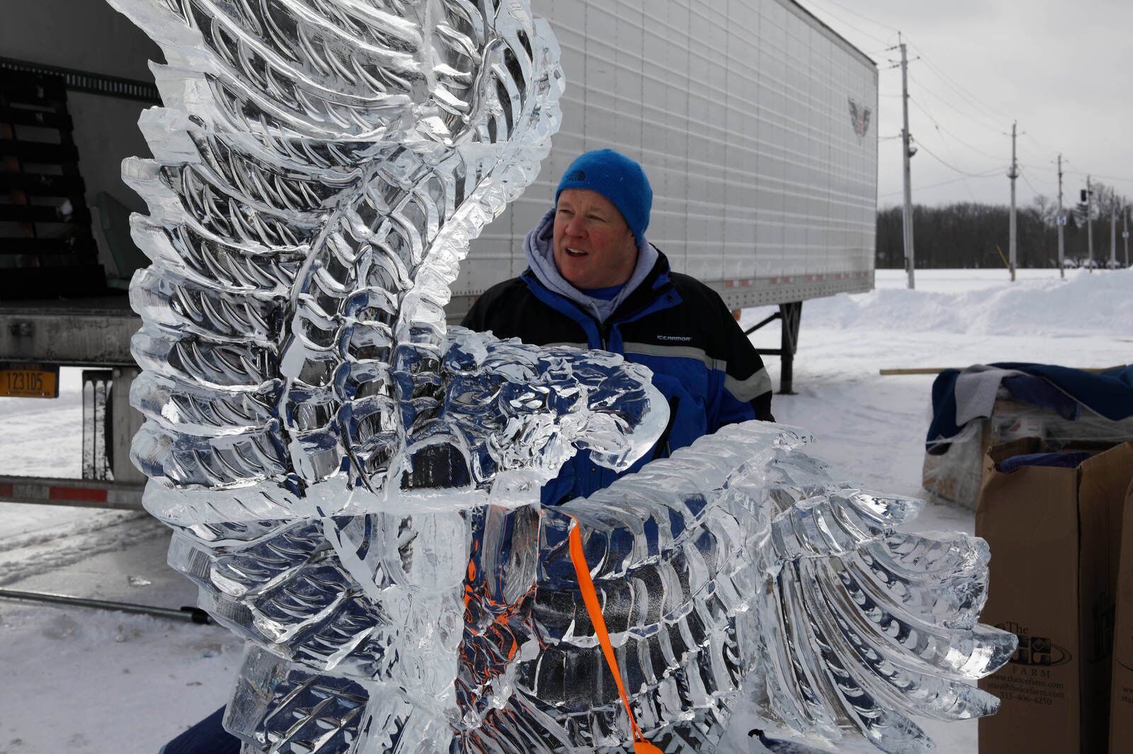 Ice sculptures in a winter wonderland light up Hamburg Fairgrounds