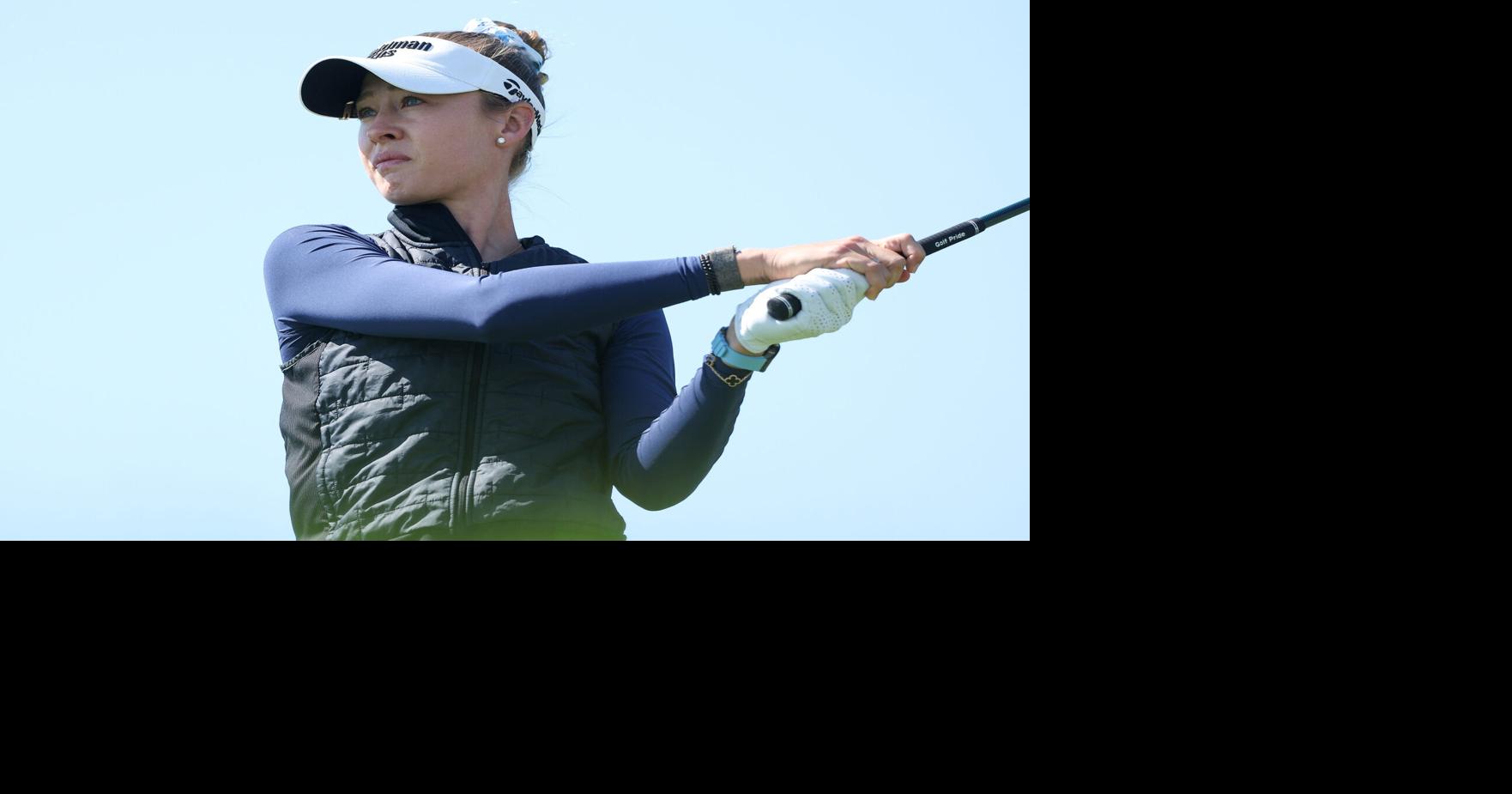 Coverage image for: Nelly Korda hits her tee shot on the second hole during the third round of the KPMG Women's PGA Championship golf tournament.