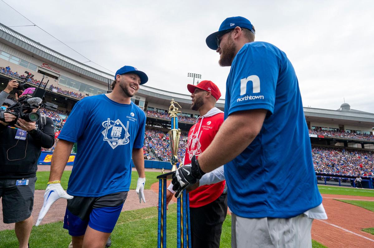 Bills QB Josh Allen launches softballs out of Sahlen Field