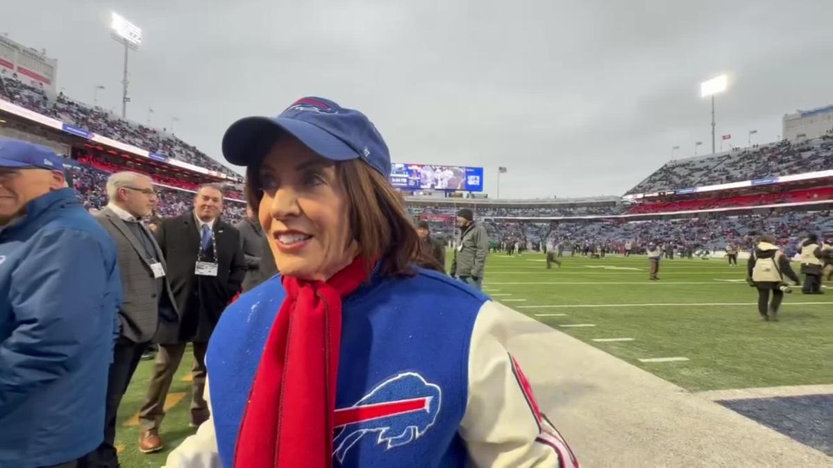 New York Gov. Kathy Hochul talks the last Bills game in Highmark Stadium