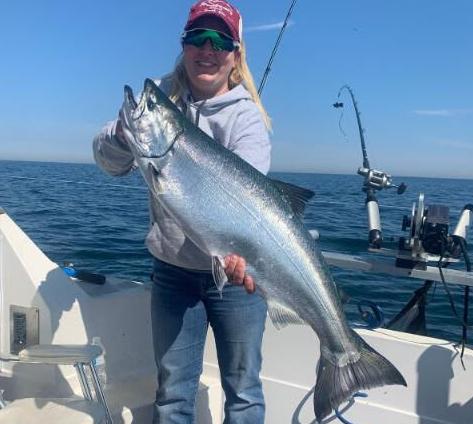 Leah Sowers Capt. Kurt Driscoll king salmon Olcott