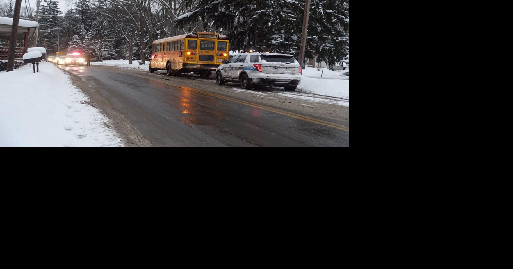 No students hurt as car collides with school bus in West Falls