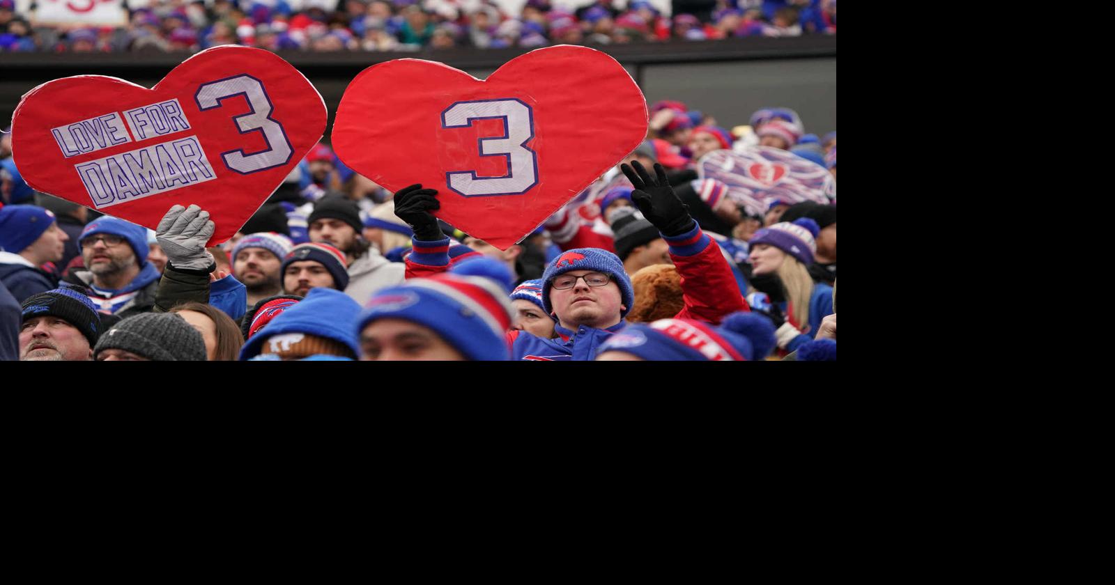 Love for Damar sign outside of the Bills Store at Highmark Stadium - 2022  Buffalo Bills - Bills Fans