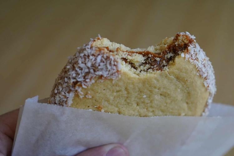 Caramel-filled Argentinian cookie called alfajores at Tortuga Sandwich Shop