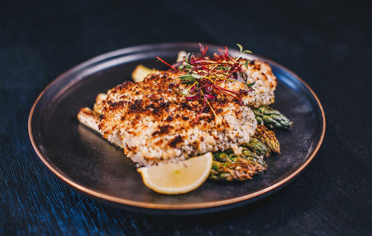 Coconut macadamia haddock with lemony asparagus a satisfying meatless