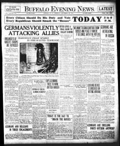 Front page Sept. 28, 1914: 'Germans violently attacking allies'