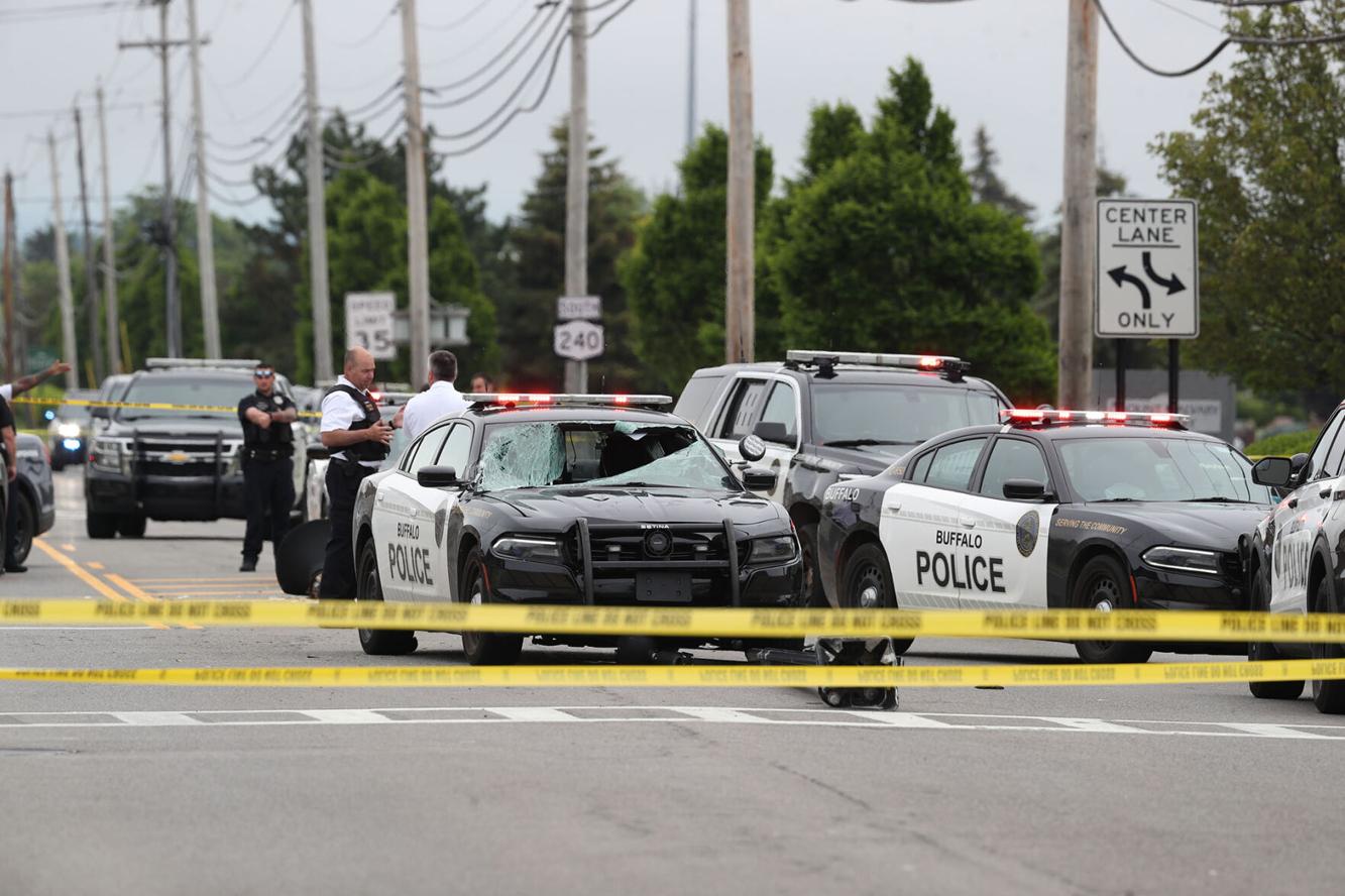 Buffalo police officer critically injured by falling light pole during