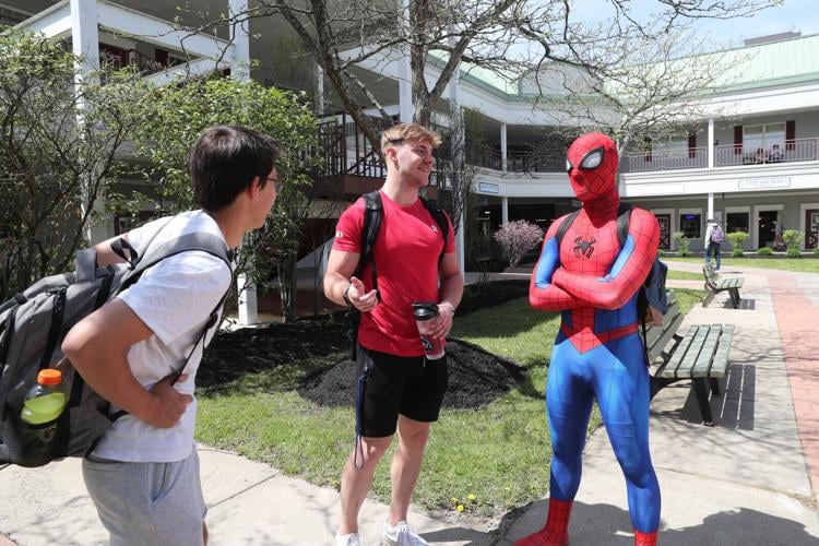 Can he swing from a thread? No. UB Spider-Man's superpower is boosting  campus mood