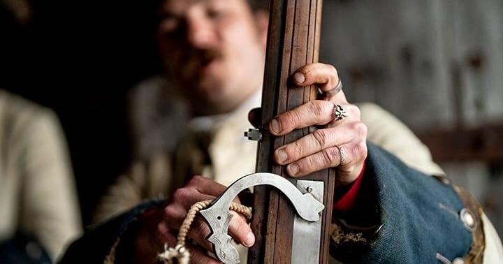 Loading a matchlock musket at Old Fort Niagara