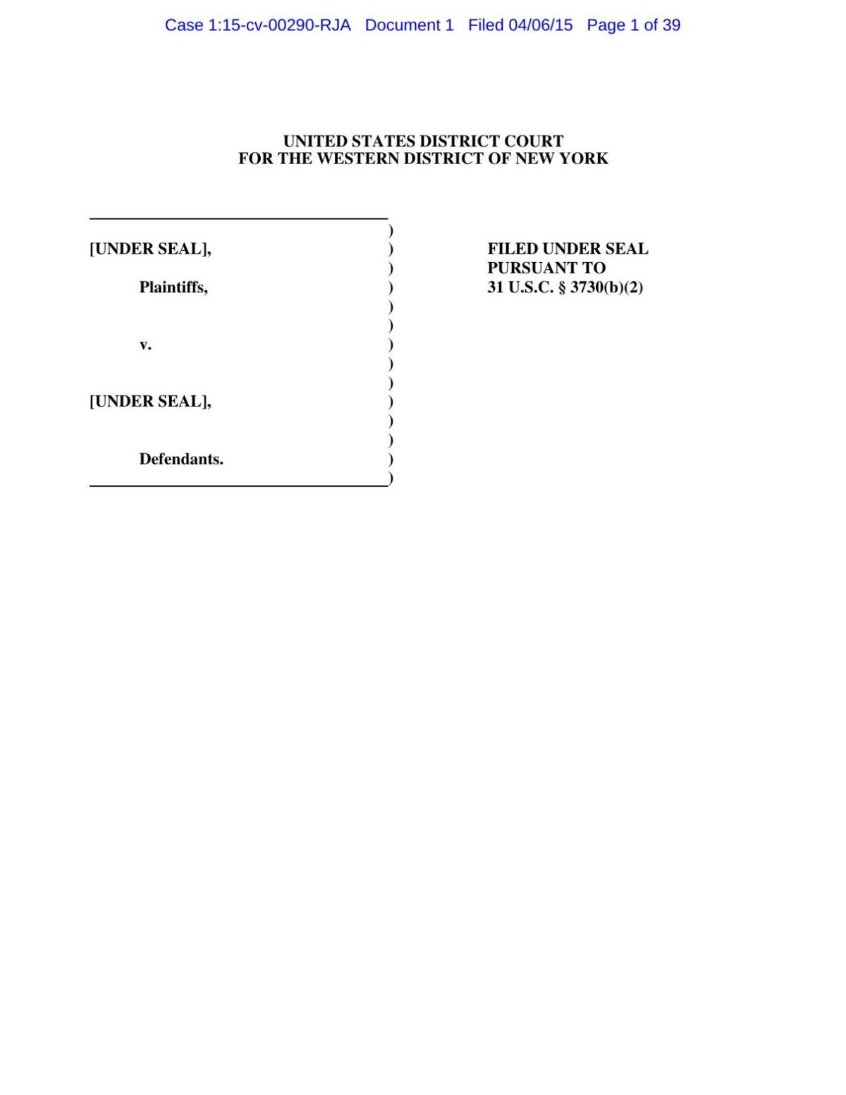 Whistleblower False Claims Act Complaint