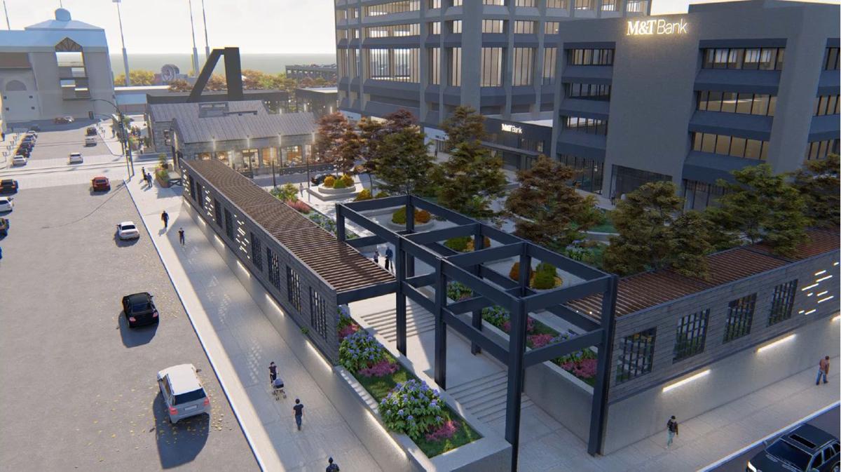 Seneca One with plaza and M&T signage