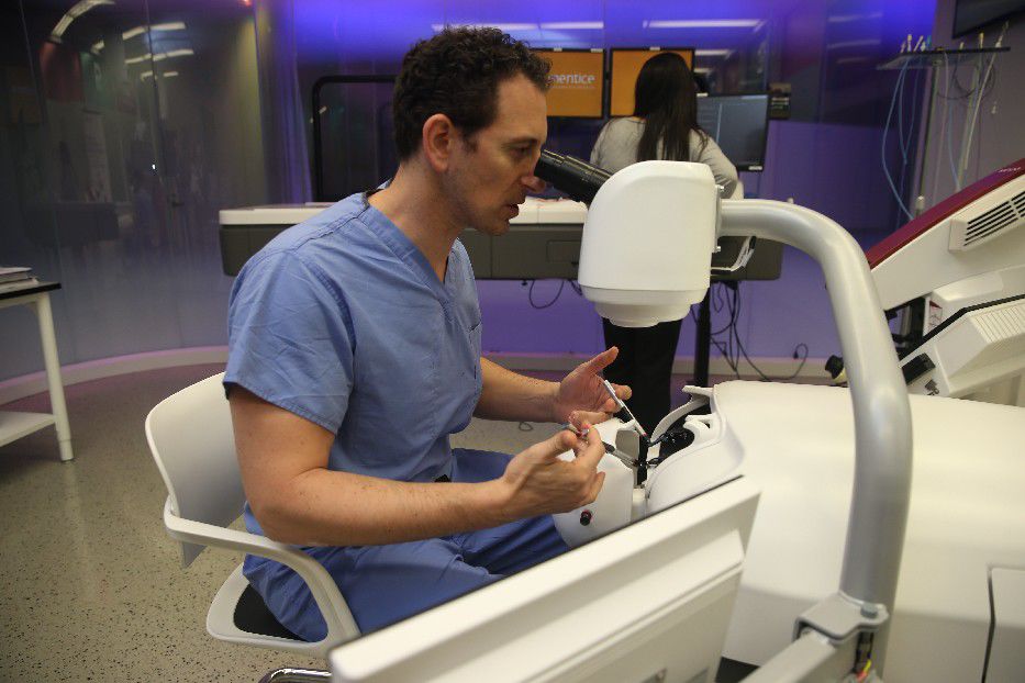 Dr. Elad Levy with surgical simulator