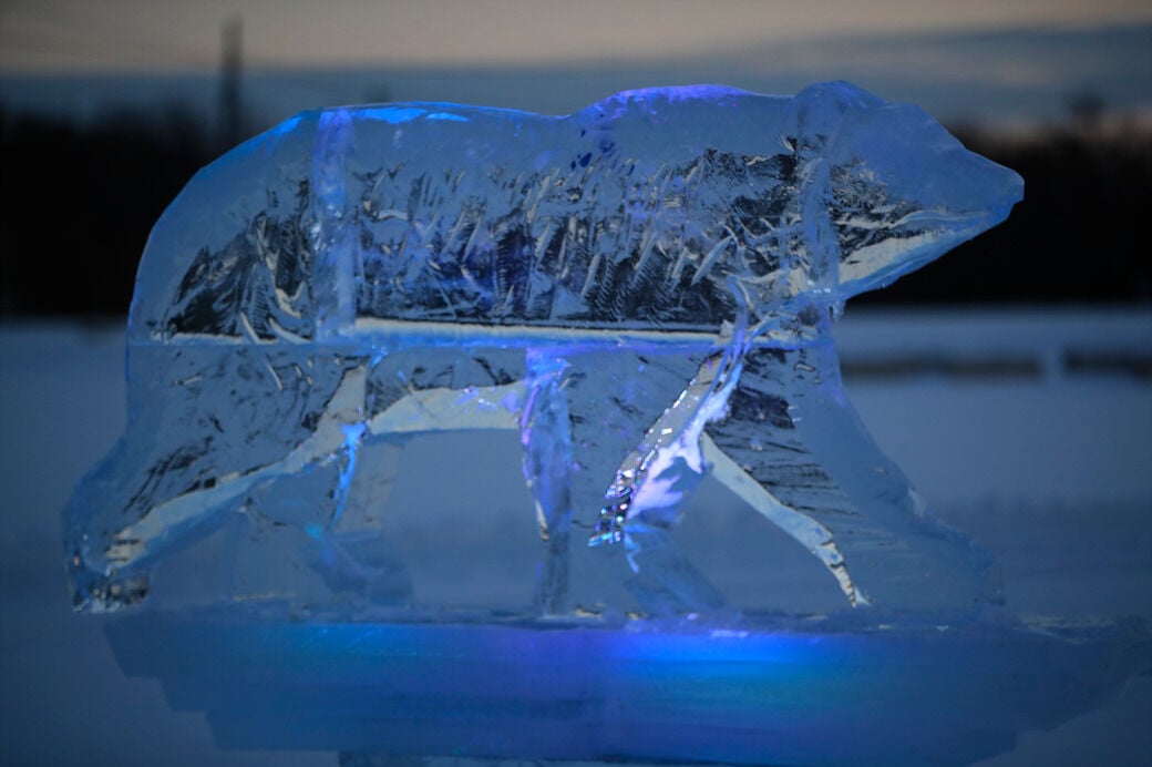 Chicago Winter Holiday Polar Bear Ice Sculpture Luge