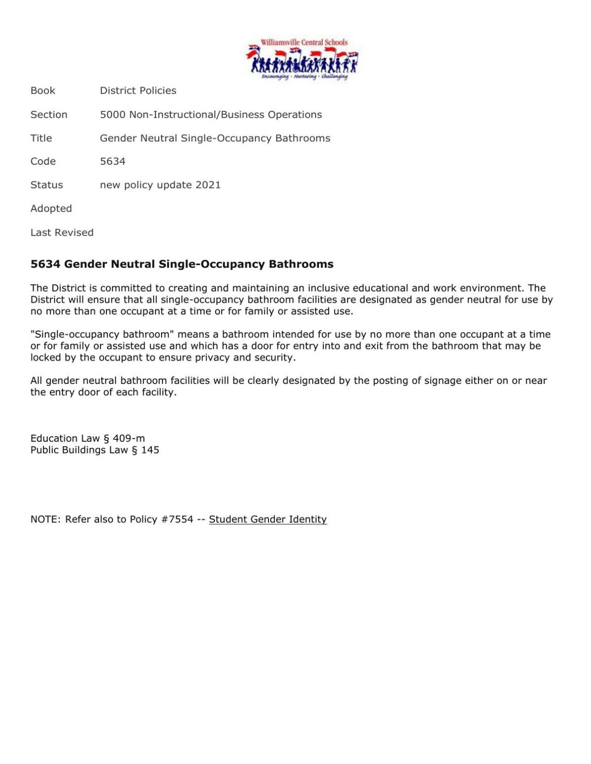 Williamsville joins school districts in setting genderneutral policies