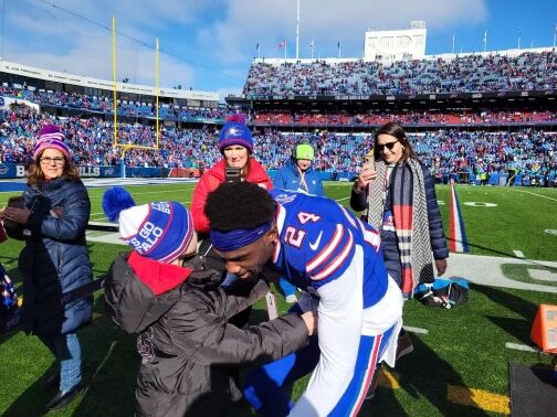 Buffalo Bills cornerback Kaiir Elam runs on the field during the