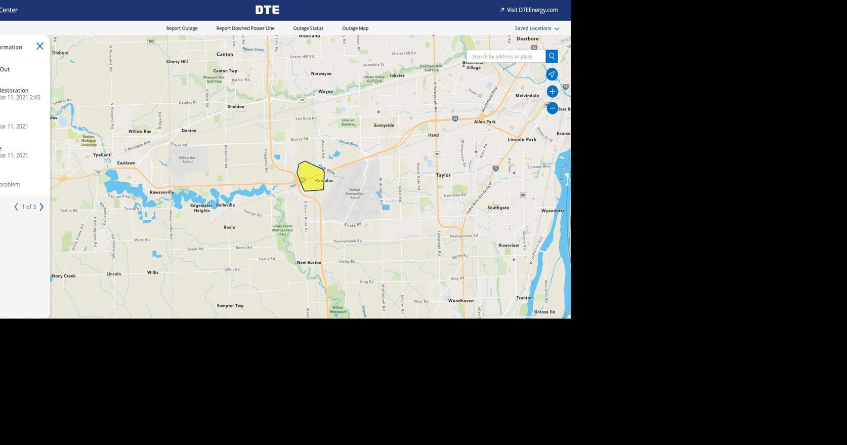 DTE restores power outage in Romulus, which was due to equipment