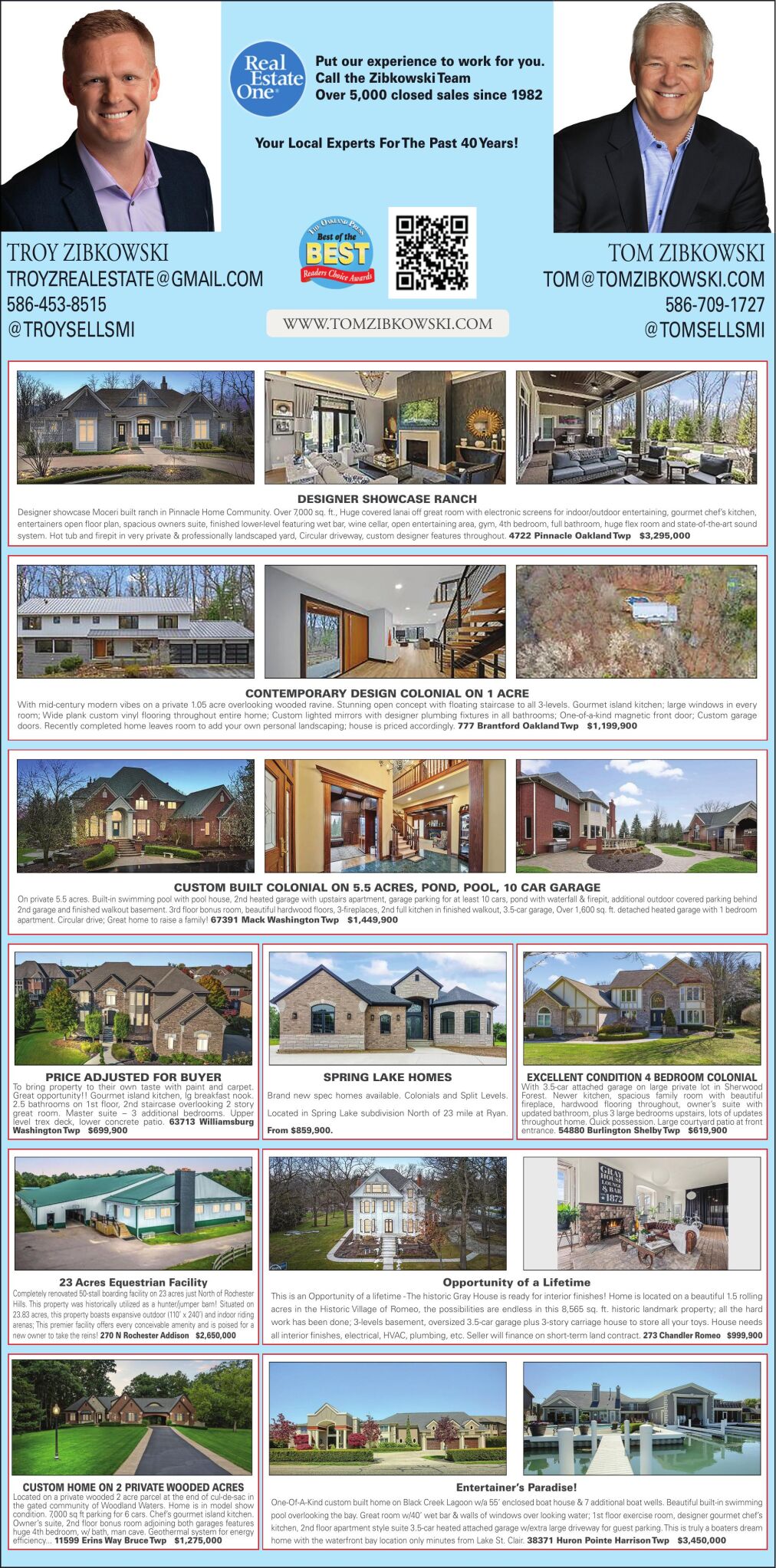 TOM ZIBKOWSKI REALTY OP Ads