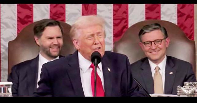 President Donald Trump delivers a self-congratulatory, combative State of the Union address