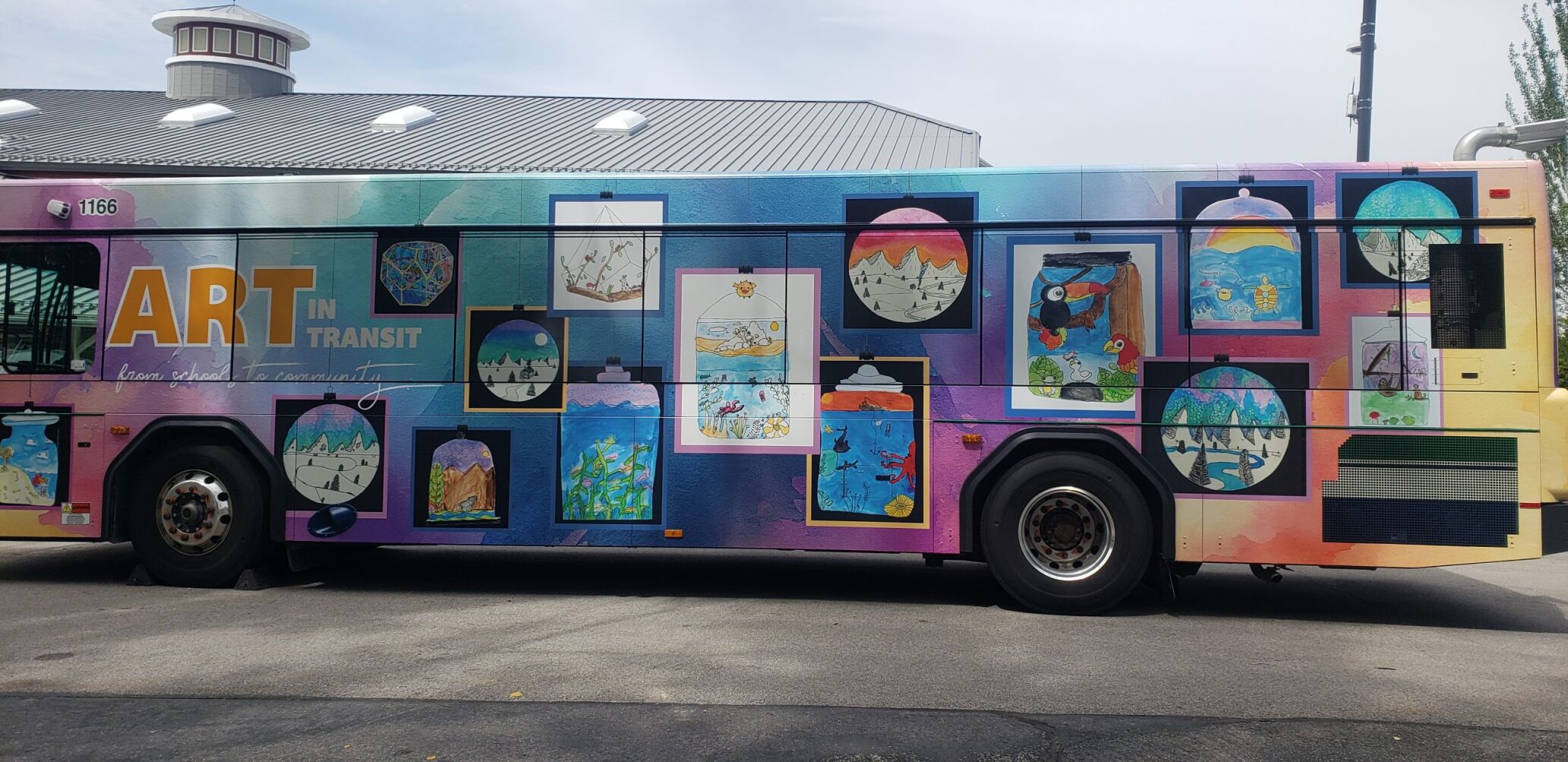 New Art in Transit bus featuring ecosystems and winter landscapes