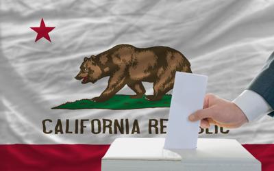 elections in front US state flag of california