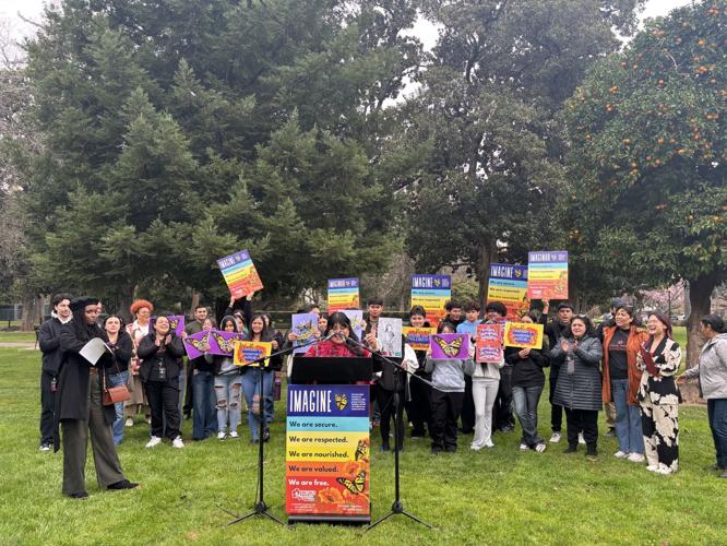 The advocacy group End Child Poverty California hosted a press conference at the California Capitol to call on legislators to invest in services that support families and children. 