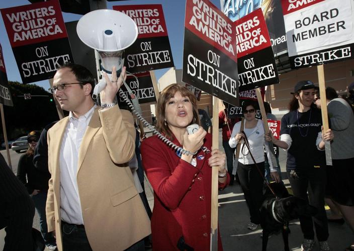 Congresswoman Loretta Sanchez Joins WGA Picket Line At Fox Studios