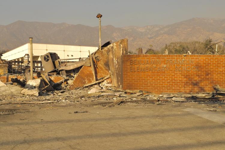 Eaton fire elementary burned down front