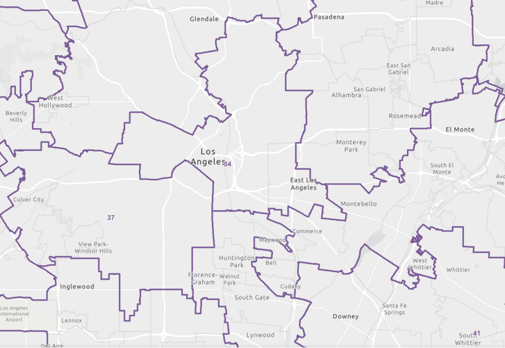 Redrawn L.A. County congressional districts