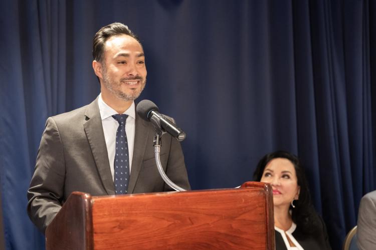 Representative Joaquin Castro (D-TX) speaking at the LRGC press conference. Photo courtesy of NHMC.jpg (Spanish copy)