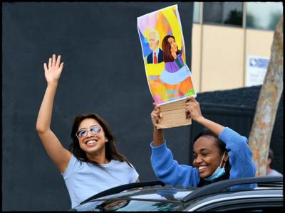 Supporters Of Joe Biden Celebrate Across The Country, After Major Networks Project Him Winning The Presidency