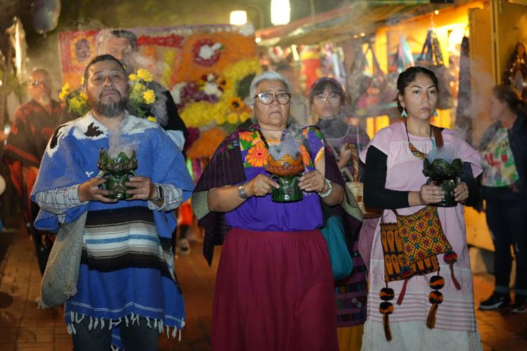 Día de Muertos procession at Placita Olvera