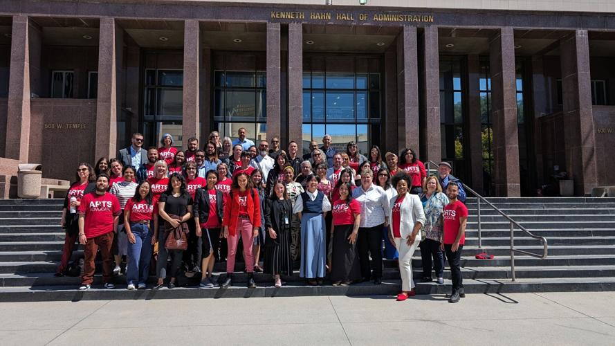 PHOTO 7_ Arts for LA staff and arts advocates pose for a group picture outside the LA County Board of Supervisors meeting during Arts Day on April 8, 2024. Photo courtesy of Arts for LA.jpg