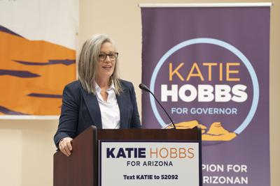 Running For Re-Election AZ Governor Katie Hobbs Campaigns With Rep-Elect Adelita Grijalva And Gabby Giffords In Tucson