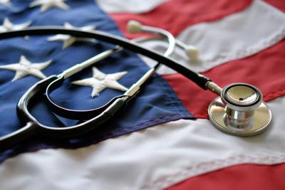 Stethoscope on American flag