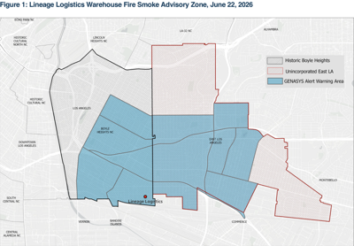 Lineage Logistics Warehouse Fire Smoke Advisory Zone, June 22, 2026